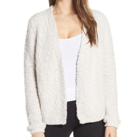 Barefoot Dreams Open Front Bouclé Cardigan‎ In Almond Ivory Small - Picture 6 of 6